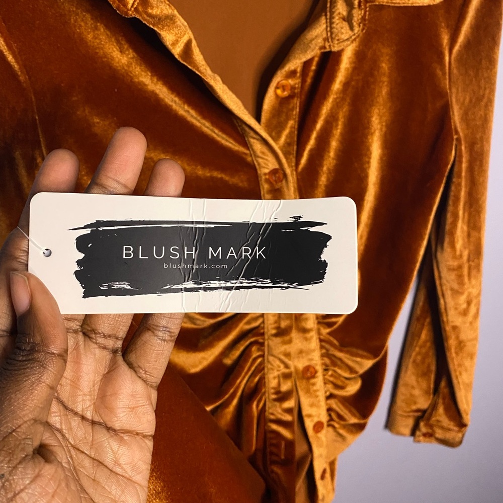 Copper button down Mini Dress - Picture 3 of 3